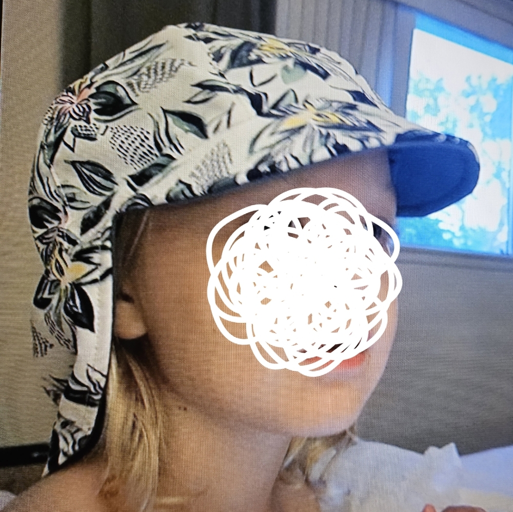 Roxy Floral Kids Hat - Blue and White